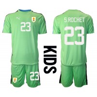 Dětský Fotbalový dres Uruguay Sergio Rochet #23 Brankářské MS 2022 Domácí Krátký Rukáv (+ trenýrky)